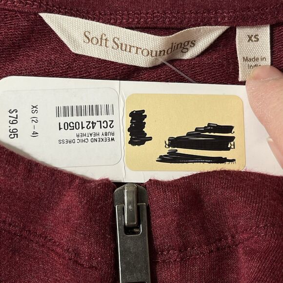 Soft Surroundings Sz XS‎ Weekend Chic Knit Shift Dress Oversized Pockets Casual - Picture 10 of 11